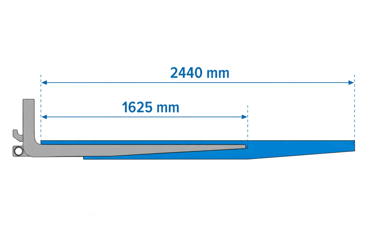 Set open verlenglepels voor heftrucks 2440 mm - Afbeelding 2
